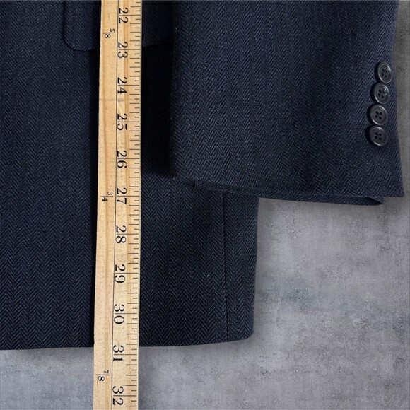 JOS A BANK Men’s 46R Navy Herringbone Wool Blazer Sport Coat 2-Button Jacket - Picture 10 of 13